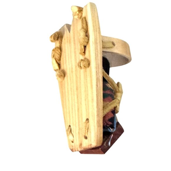 Navajo Cradleboard Wood Ornament Figure Natural Finish 3 Inch - Picture 3 of 4